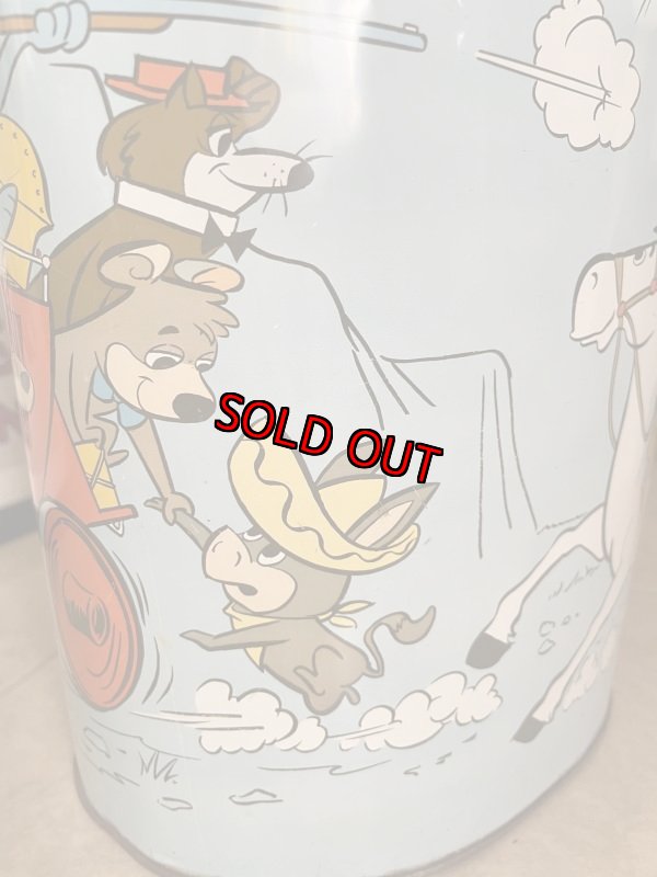 画像12: Hanna Barbera Hucklebrry Houned Yogi Bear Tin Trash Can / ハックルベリーハウンド　ヨギベア のアルミ製、メタル製のゴミ箱、トラッシュカン (12)