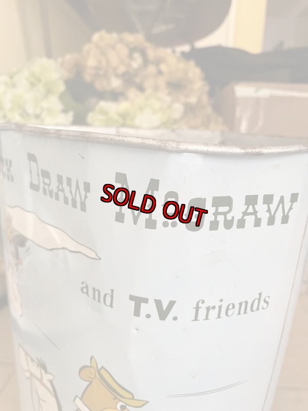 画像13: Hanna Barbera Hucklebrry Houned Yogi Bear Tin Trash Can / ハックルベリーハウンド　ヨギベア のアルミ製、メタル製のゴミ箱、トラッシュカン (13)