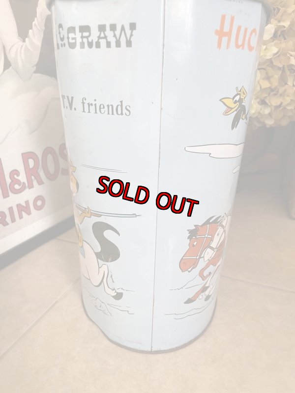 画像6: Hanna Barbera Hucklebrry Houned Yogi Bear Tin Trash Can / ハックルベリーハウンド　ヨギベア のアルミ製、メタル製のゴミ箱、トラッシュカン (6)