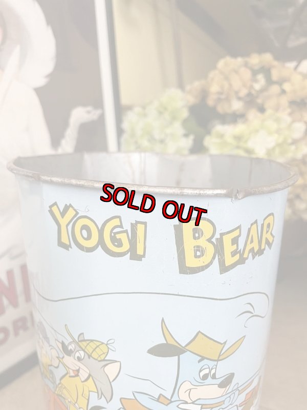 画像15: Hanna Barbera Hucklebrry Houned Yogi Bear Tin Trash Can / ハックルベリーハウンド　ヨギベア のアルミ製、メタル製のゴミ箱、トラッシュカン (15)