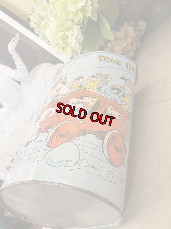 画像20: Hanna Barbera Hucklebrry Houned Yogi Bear Tin Trash Can / ハックルベリーハウンド　ヨギベア のアルミ製、メタル製のゴミ箱、トラッシュカン (20)