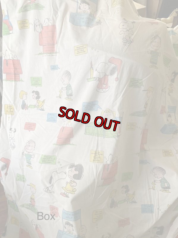 画像1:  Snoopy fabric Flat,Box Pillow Sheets set of 3 1971 / スヌーピー　フラット、ボックス、ピローケース　3点セット白生地 (1)