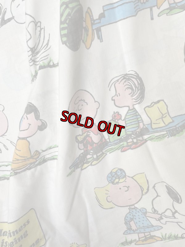 画像14:  Snoopy fabric Flat,Box Pillow Sheets set of 3 1971 / スヌーピー　フラット、ボックス、ピローケース　3点セット白生地 (14)