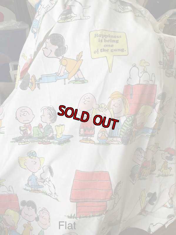 画像11:  Snoopy fabric Flat,Box Pillow Sheets set of 3 1971 / スヌーピー　フラット、ボックス、ピローケース　3点セット白生地 (11)