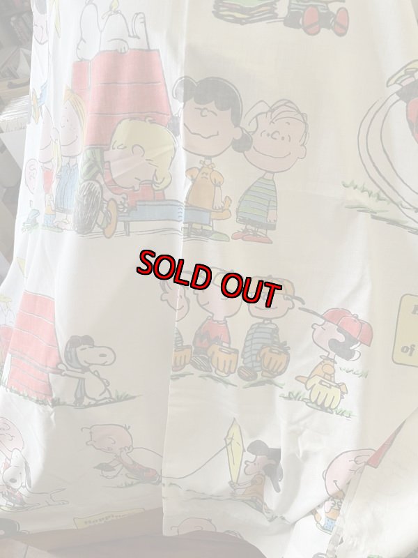 画像12:  Snoopy fabric Flat,Box Pillow Sheets set of 3 1971 / スヌーピー　フラット、ボックス、ピローケース　3点セット白生地 (12)