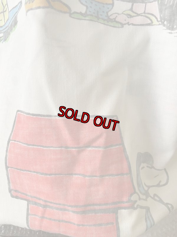 画像15:  Snoopy fabric Flat,Box Pillow Sheets set of 3 1971 / スヌーピー　フラット、ボックス、ピローケース　3点セット白生地 (15)