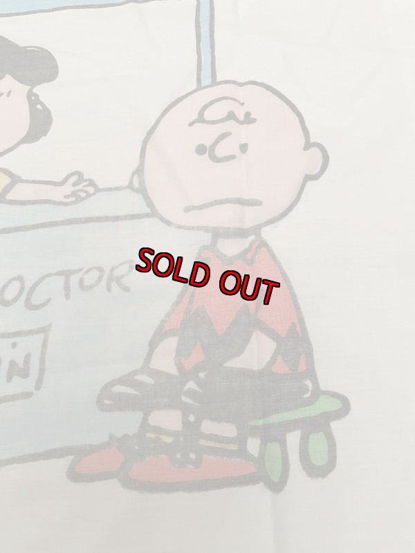 画像9:  Snoopy fabric Flat,Box Pillow Sheets set of 3 1971 / スヌーピー　フラット、ボックス、ピローケース　3点セット白生地 (9)