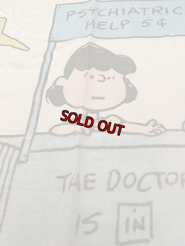 画像8:  Snoopy fabric Flat,Box Pillow Sheets set of 3 1971 / スヌーピー　フラット、ボックス、ピローケース　3点セット白生地 (8)