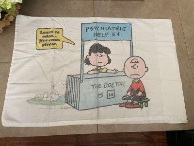 画像3:  Snoopy fabric Flat,Box Pillow Sheets set of 3 1971 / スヌーピー　フラット、ボックス、ピローケース　3点セット白生地