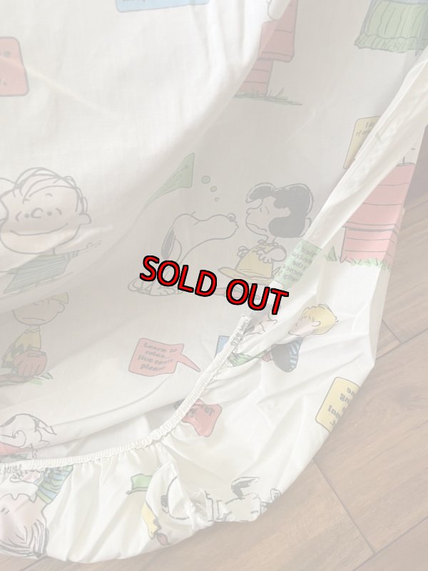 画像3:  Snoopy fabric Flat,Box Pillow Sheets set of 3 1971 / スヌーピー　フラット、ボックス、ピローケース　3点セット白生地 (3)