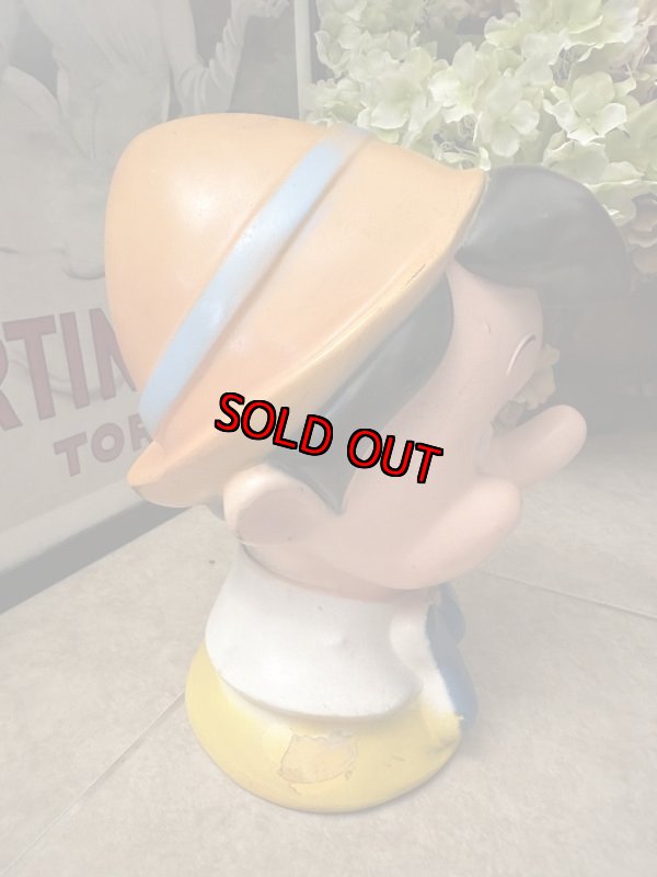 画像8: Disney Pinocchio plastic Face coin bank 1971 / ディズニーのピノキオ、プラスチック製　フェイス貯金箱 (8)
