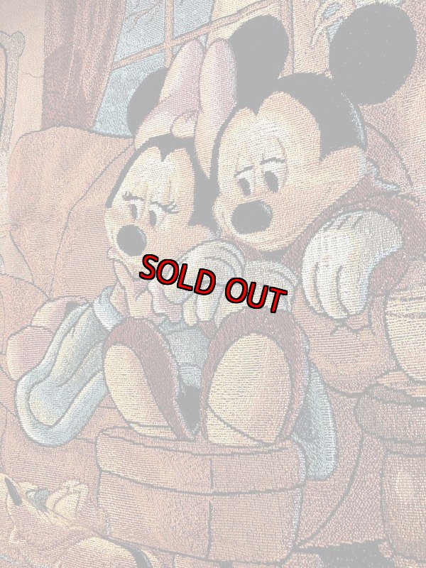 画像2: Disney Mickey& Minnie  Fabric Blanket / ディズニー　ミッキー＆ミニー　フリンジ付き　ブランケット (2)