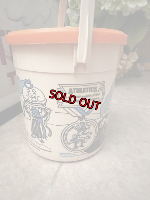 画像1: McDonald’s happy pail Olympic plastic White Bucket 1984  / マクドナルド  オリンピック　バケツ　プラスチック製　ハッピーミール (1)