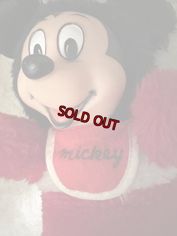 画像4: Disney Mickey Mouse Rubber Face Red plush  Doll / ミニーマウスのラバーフェイス、レッドぬいぐるみ　スタイ付き (4)