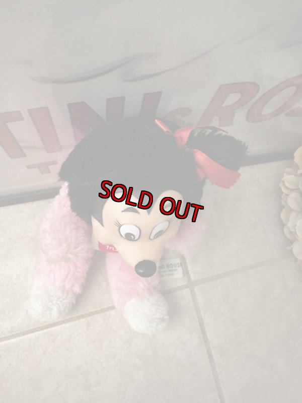 画像4: Disney Minnie Mouse Rubber Face Pink plush  Doll / ミニーマウスのラバーフェイス、ピンクぬいぐるみ　スタイ付き (4)