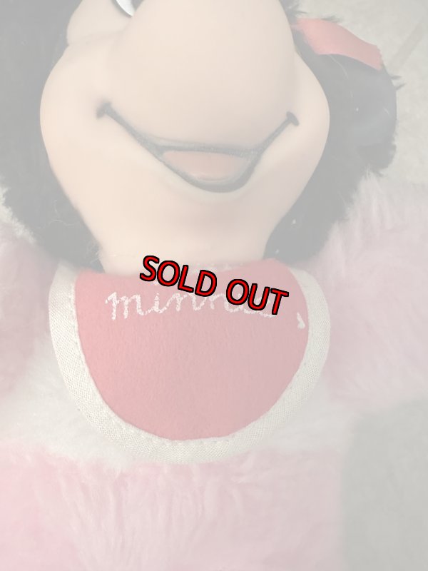 画像12: Disney Minnie Mouse Rubber Face Pink plush  Doll / ミニーマウスのラバーフェイス、ピンクぬいぐるみ　スタイ付き (12)