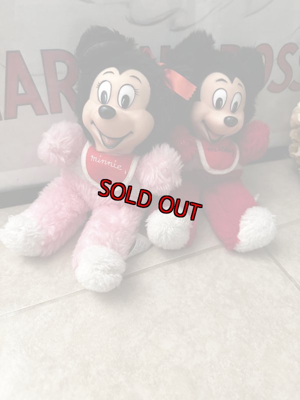 画像14: Disney Mickey Mouse Rubber Face Red plush  Doll / ミニーマウスのラバーフェイス、レッドぬいぐるみ　スタイ付き (14)