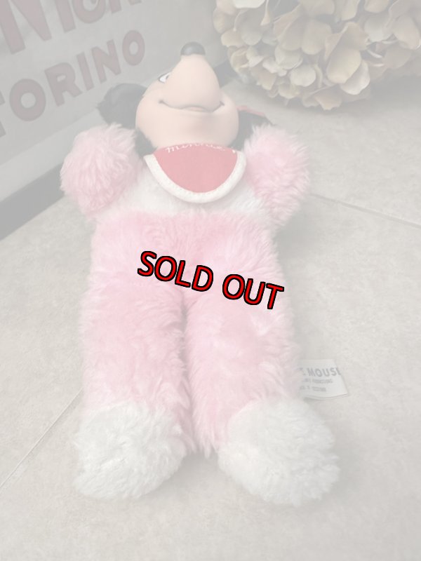 画像10: Disney Minnie Mouse Rubber Face Pink plush  Doll / ミニーマウスのラバーフェイス、ピンクぬいぐるみ　スタイ付き (10)