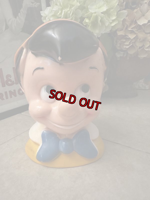 画像1: Disney Pinocchio plastic Face coin bank 1971 / ディズニーのピノキオ、プラスチック製　フェイス貯金箱 (1)