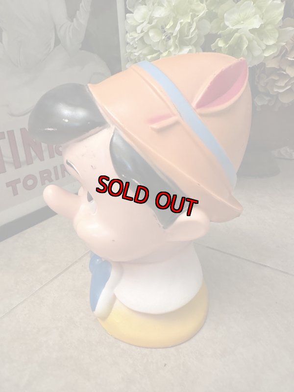 画像5: Disney Pinocchio plastic Face coin bank 1971 / ディズニーのピノキオ、プラスチック製　フェイス貯金箱 (5)