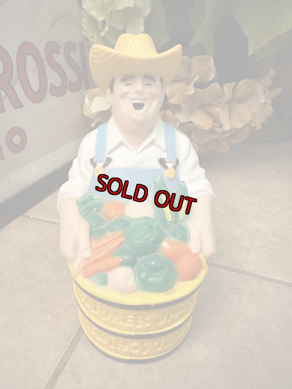 画像1: Farmer Jack Saving Time Vinyl Coin Bank 1986 / ファーマージャック　セービング　タイム　コインバンク　貯金箱 (1)