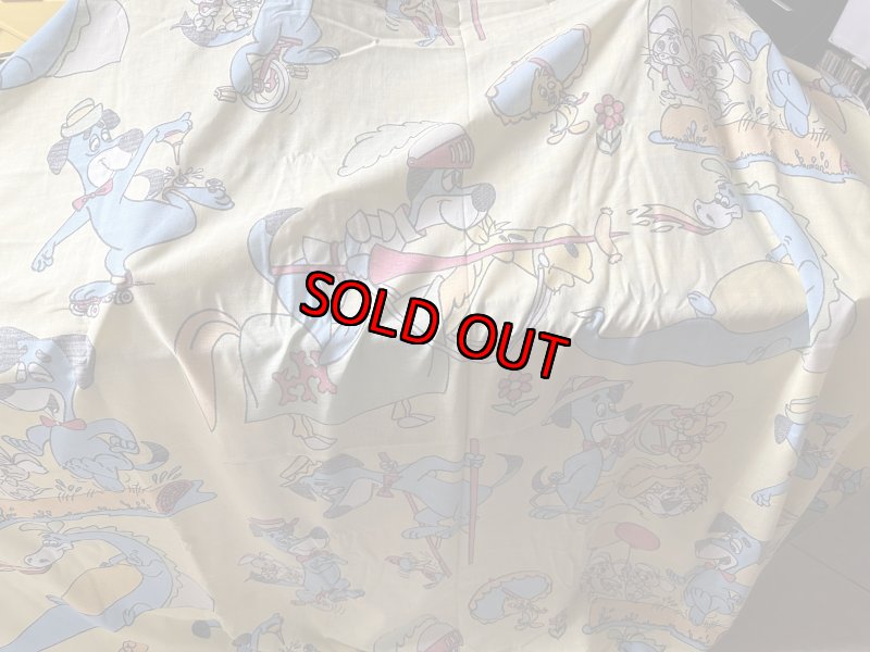 画像13: Hanna Barbera Huckleberry Hound  Flat Sheet  Yellow / ハンナバーベラ　レア！！　ハックルベリーハウンド　フラットシーツ (13)