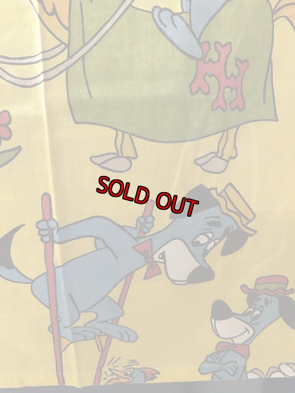 画像4: Hanna Barbera Huckleberry Hound  Flat Sheet  Yellow / ハンナバーベラ　レア！！　ハックルベリーハウンド　フラットシーツ (4)