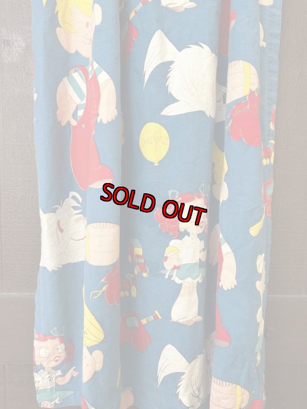 画像2: Dennis the Menace fabric Curtain Blue (A) / わんぱくデニスの布製　カーテン　ブルー (2)