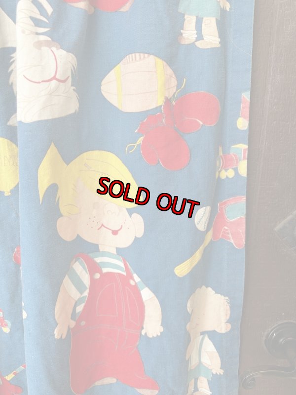 画像3: Dennis the Menace fabric Curtain Blue (A) / わんぱくデニスの布製　カーテン　ブルー (3)