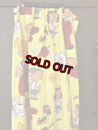 わんぱくデニス ヴィンテージシーツ カーテン デニス Dennis the Menace fabric Curtain Yellow (B) / わんぱくデニスの布製