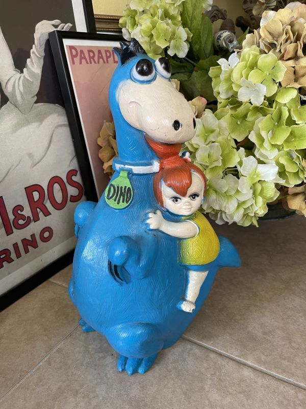 Hanna Barbera Flintstones Blue Dino & Pebbles Coin Bank Doll