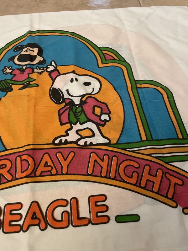 Snoopy disco fabric pillowcase (A) / スヌーピー ピローケース、枕カバー ディスコ
