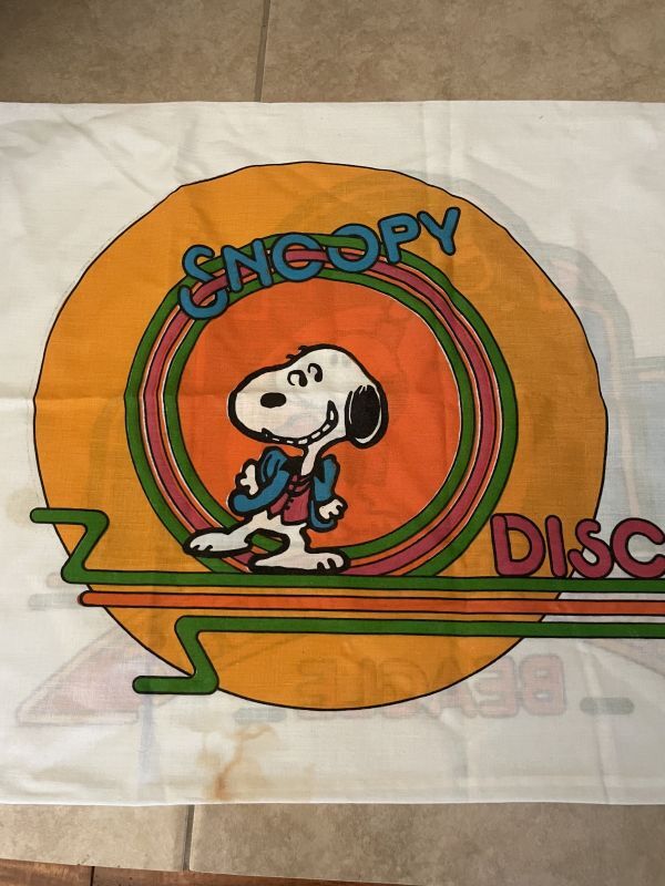 Snoopy disco fabric pillowcase (A) / スヌーピー ピローケース、枕カバー ディスコ